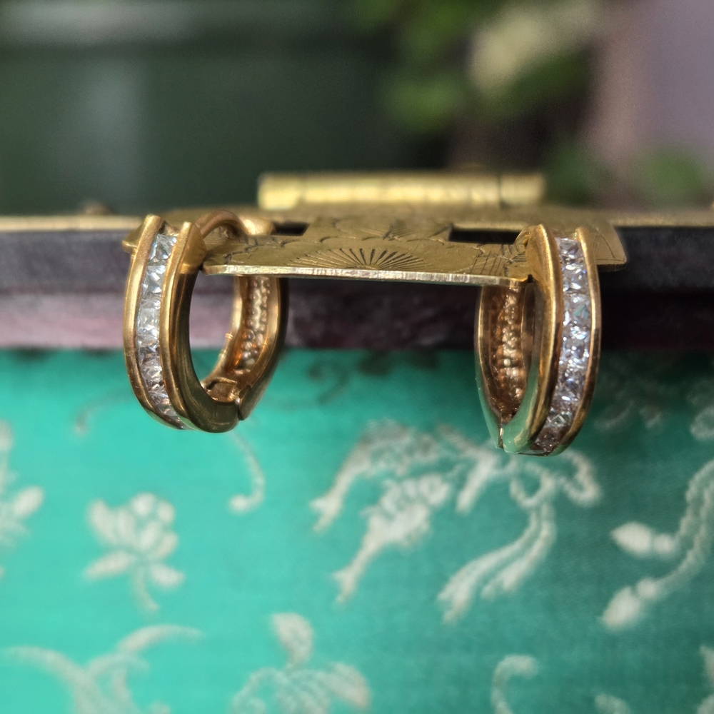 Elegant Gold Hoop Earrings with Crystals